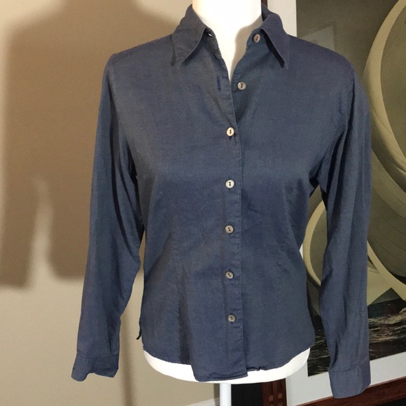 Barry Bricken Tops - Barry Bricken Womens Blue Button Down Shirt